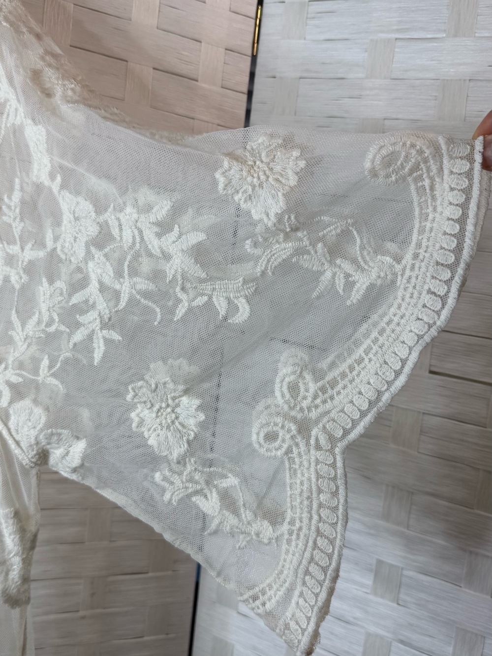 Adiva Ivory Floral Sheer Lace Open Front Kimono Long 1X Fairy Boho Whimsy Goth - Picture 5 of 10